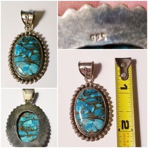 🔥SALE.925 SS Blue Copper Turquoise Pendant